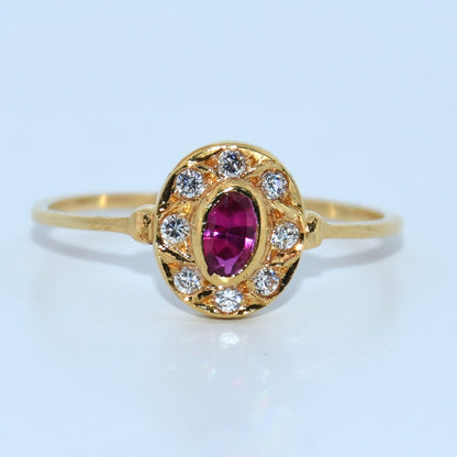 19.2K Portuguese Gold | Victorian Ruby & Cz Ring