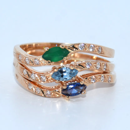 19.2K Portuguese Gold | Tri colored Stone Ring