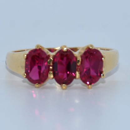 19.2K Portuguese Gold | Ruby Trio Stone Ring