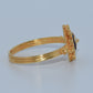 19.2K Portuguese Gold | Blue Enamel Ring with Flower