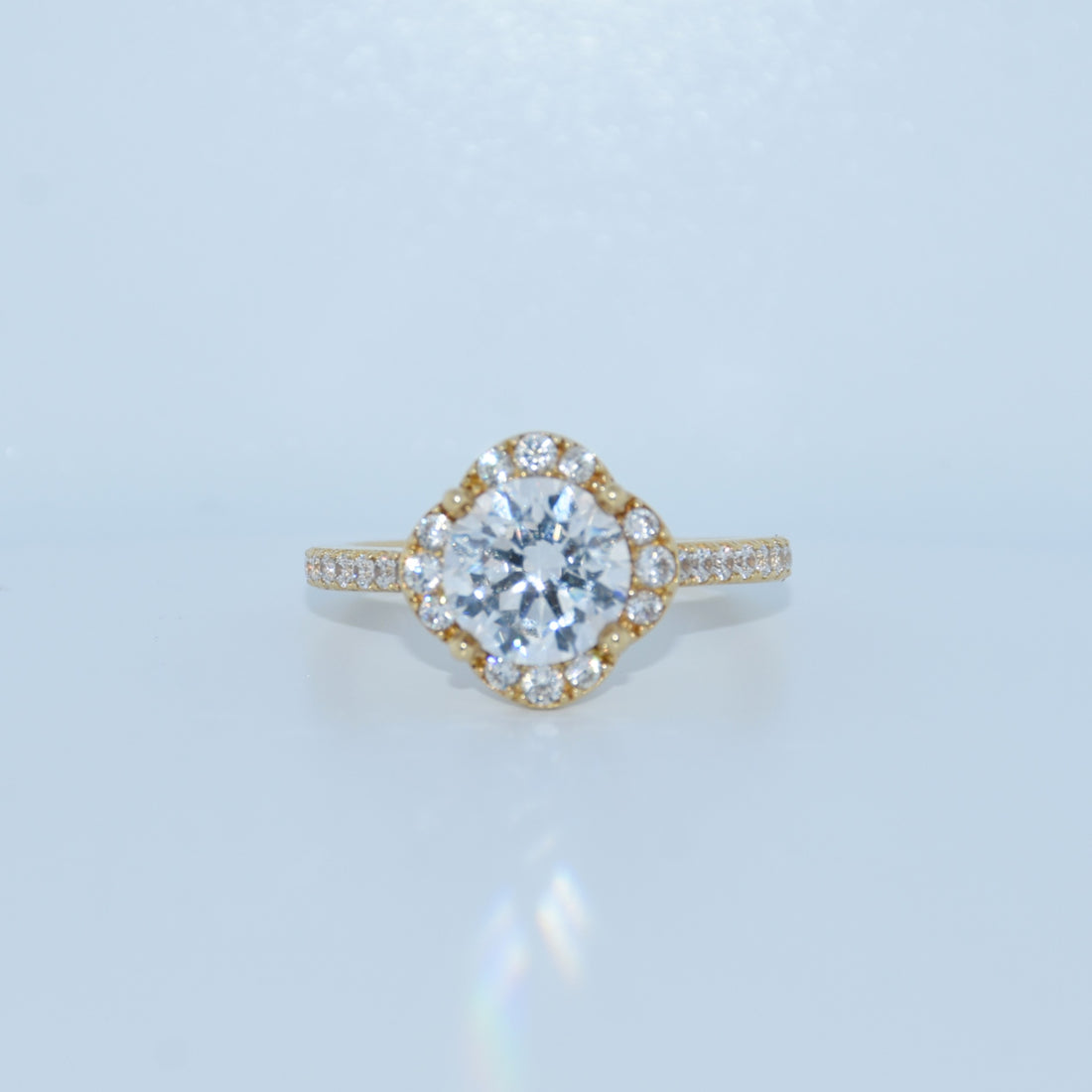 14K Gold | CZ Clover Halo