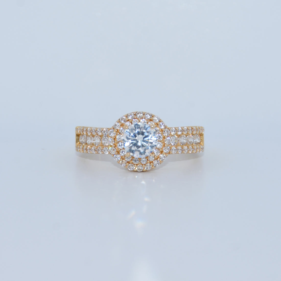14K Gold | CZ Double Row Halo