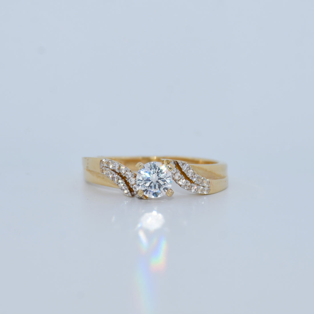 14K Gold | CZ Ring w/ Decorative Sides