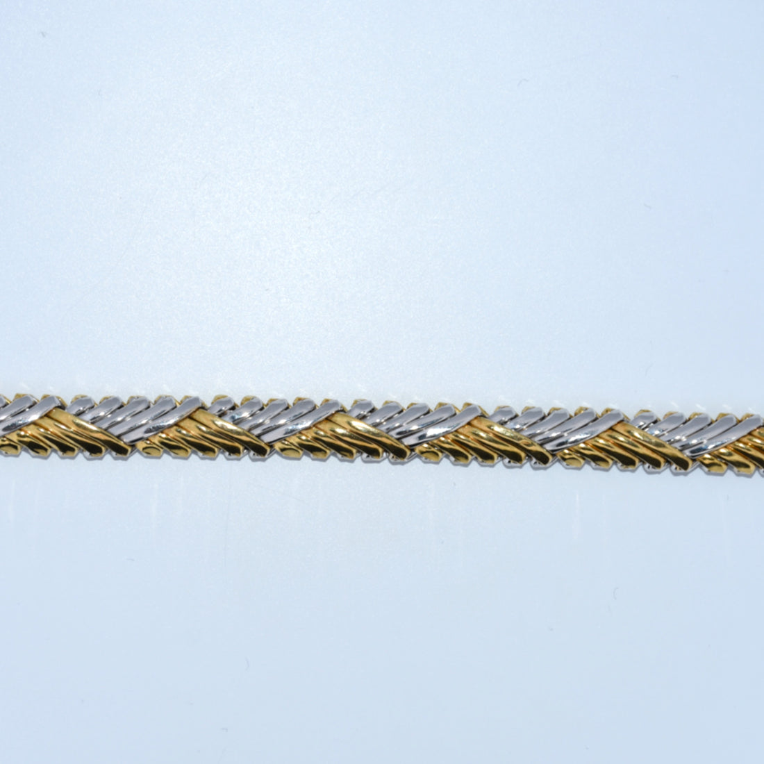 14K Gold | Two Tone Woven Chevron Bracelet