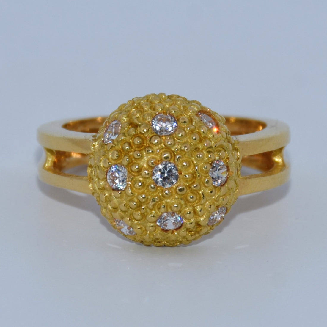 19.2K Portuguese Gold | Pave CZ Ball Ring