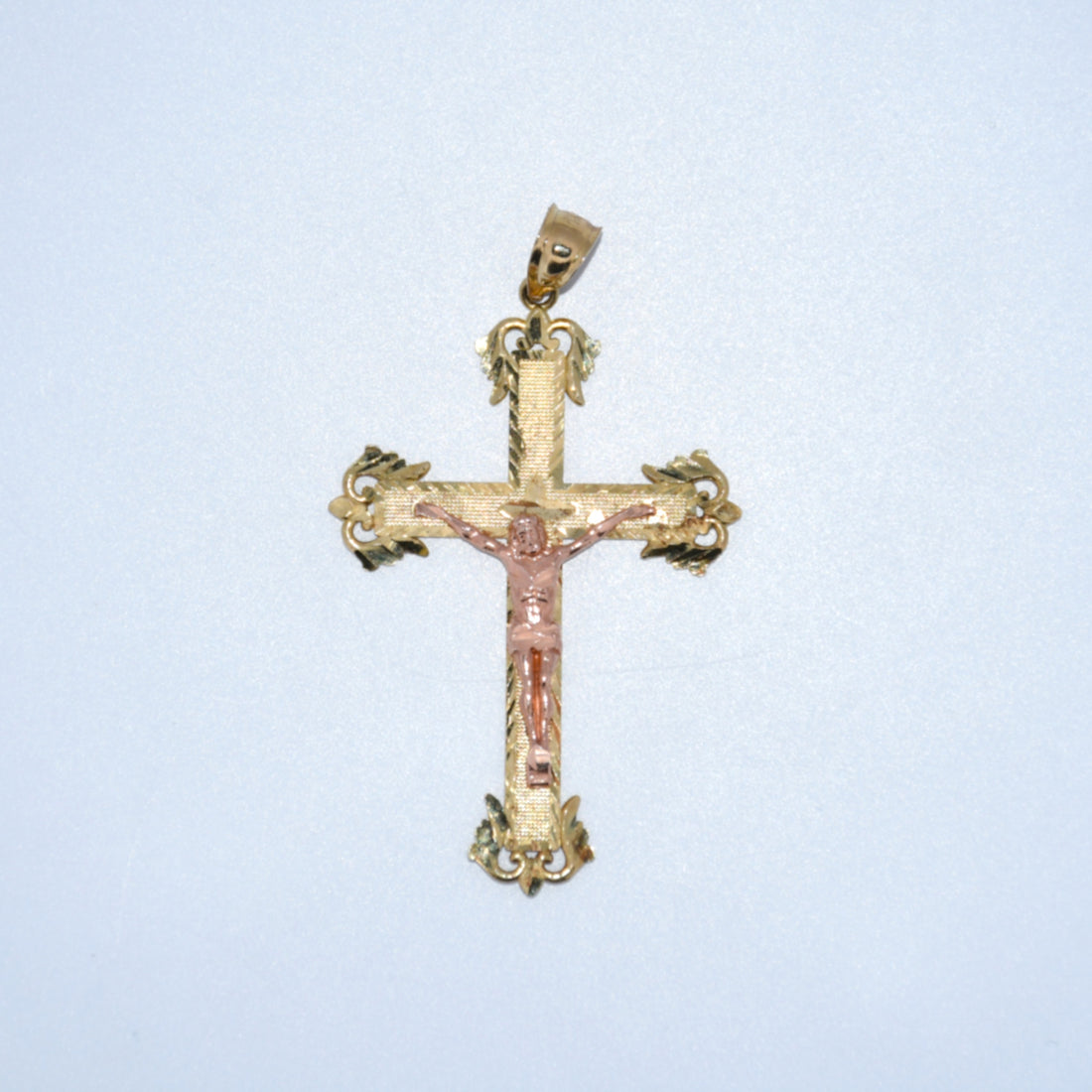 14K Gold | Two Tone Diamond Cut Crucifix Pendants