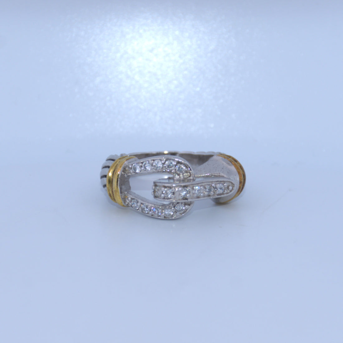 Sterling Silver | Belt Buckle CZ Ring
