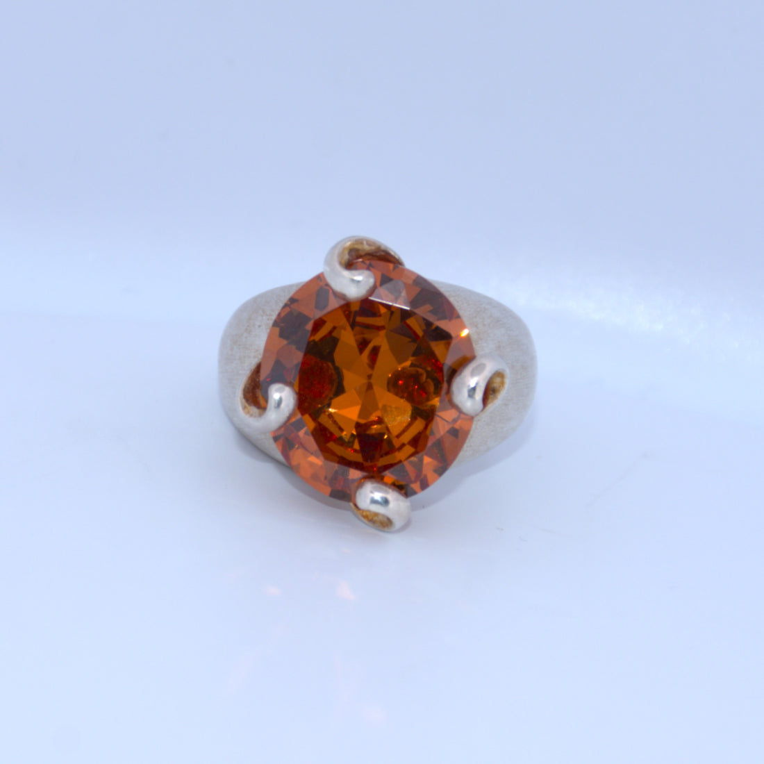 Sterling Silver | Amber Swirl Prong Ring