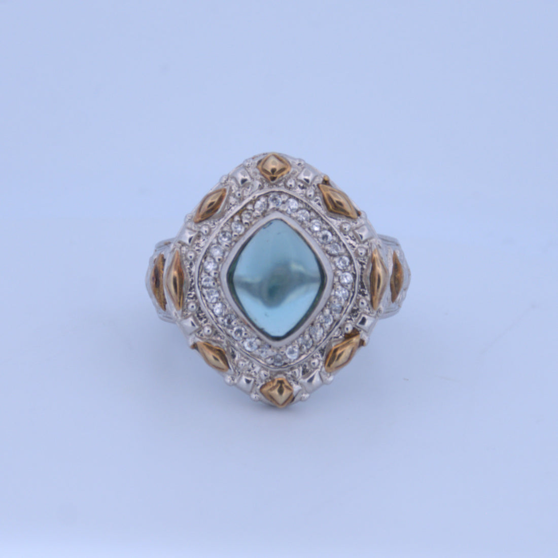 Sterling Silver | Antique Aquamarine CZ Ring