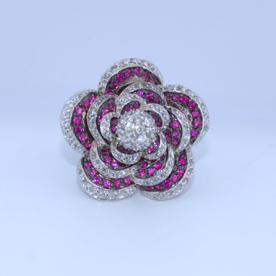 Sterling Silver | Pink CZ Flower Ring