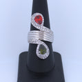Sterling Silver | Garnet and Peridot Stretch Ring