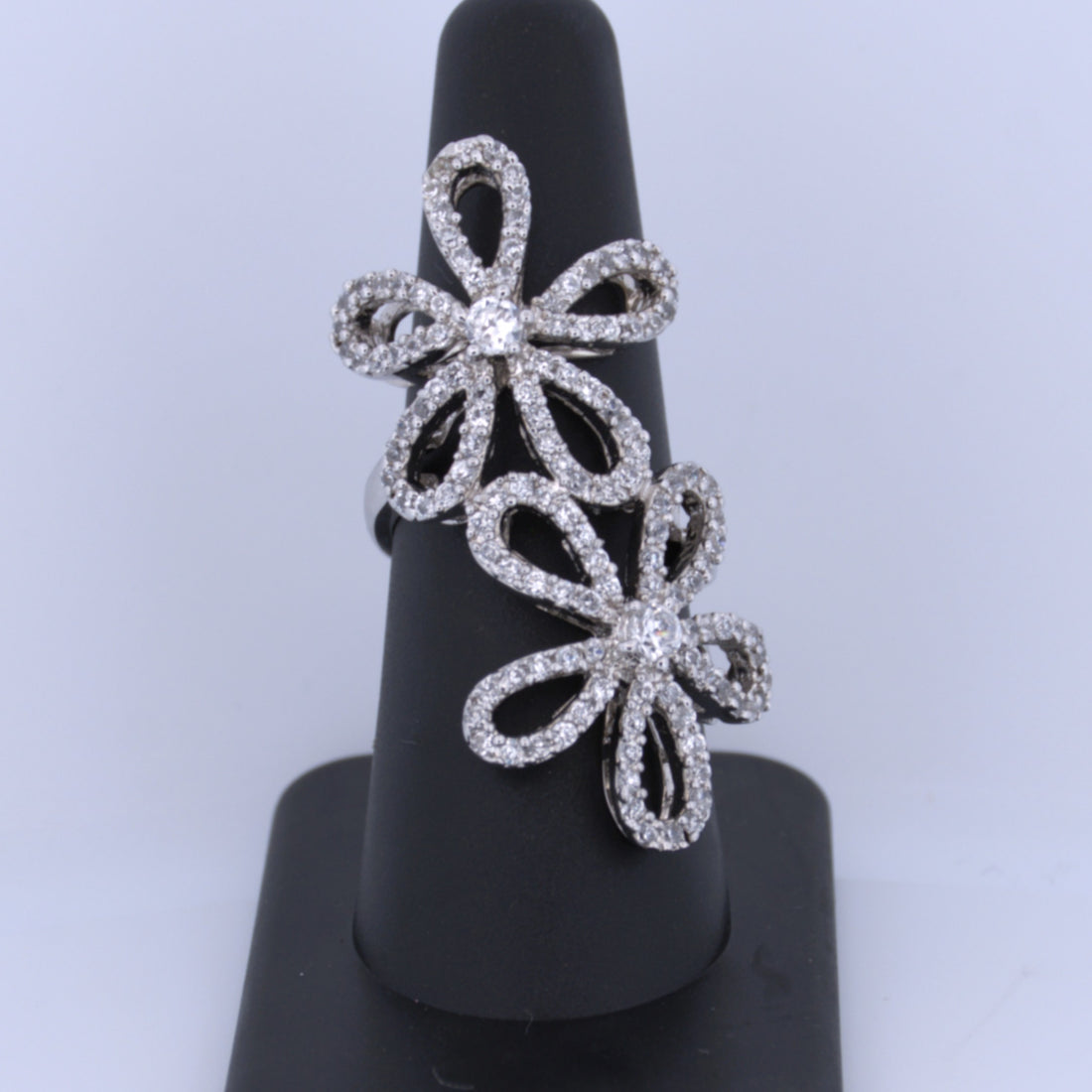 Sterling Silver | Double Flower CZ Ring