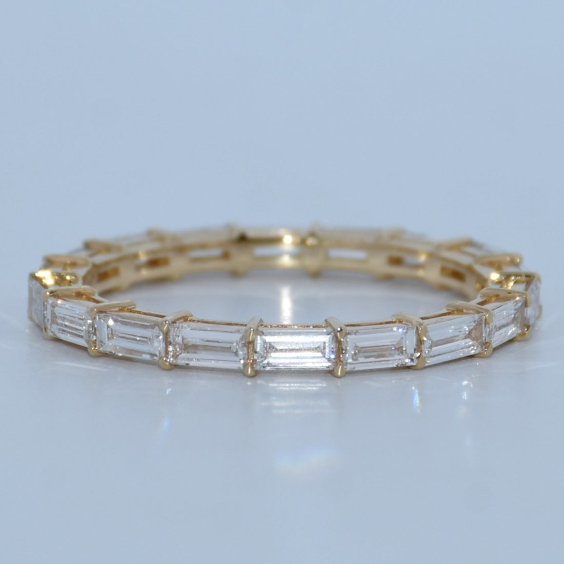 14K Gold | YG 1.071cttw Emerald Eternity Lab Diamond Wedding/Anniversary Band