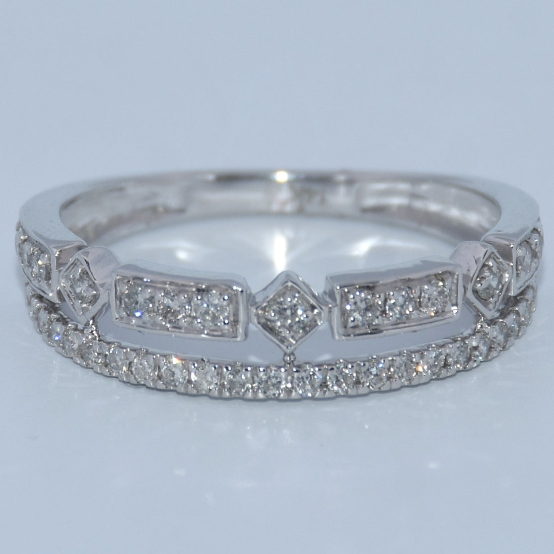 14K Gold | .40ct Natural Diamond 14K White Gold Double Layer Wedding Band