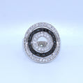 Sterling Silver | Spiral Black and CZ Ring
