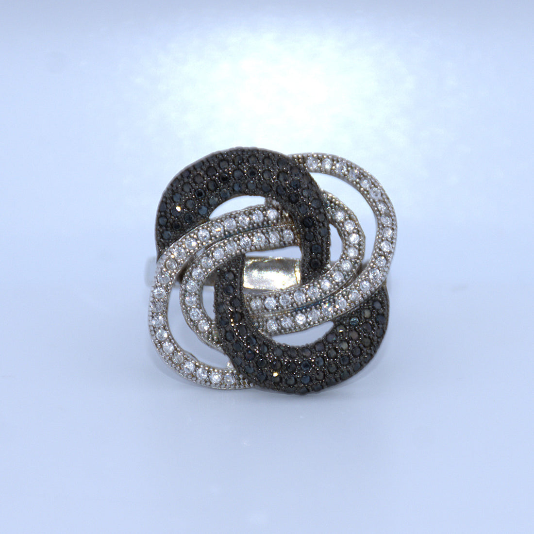 Sterling Silver | Interwoven Black and CZ Ring