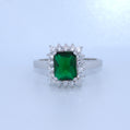 Sterling Silver | Emerald Ring with CZ