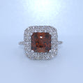 Sterling Silver | Square Brown Stone Ring With CZ