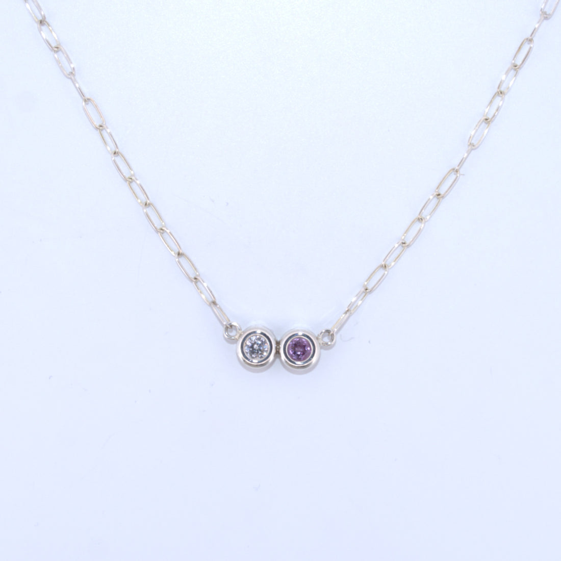 Sterling Silver | Bezel Birthstone Necklace