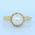 14K Gold | YG White Pearl and .14ct Natural Diamond Ring