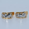 19.2K Portuguese Gold | Swirl Huggie Earrings with White Stones