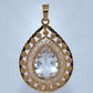 19.2K Portuguese Gold | Clear Gemstone Teardrop Pendant