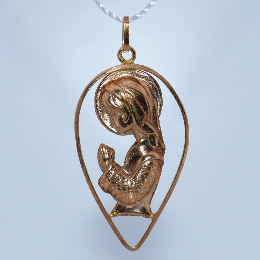 19.2K Portuguese Gold | Tear drop Virgin Mary Pendant
