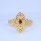 19.2K Portuguese Gold | Ruby Flower Ring with Natural Diamonds
