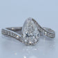 14K Gold | White Bypass Pear 1.0ct Lab Diamond Engagement Ring