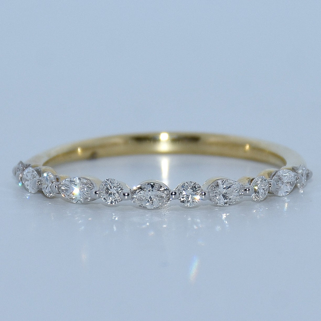 14K Gold | .42cttw Yellow Round and Marquise Natural Diamond Wedding Band