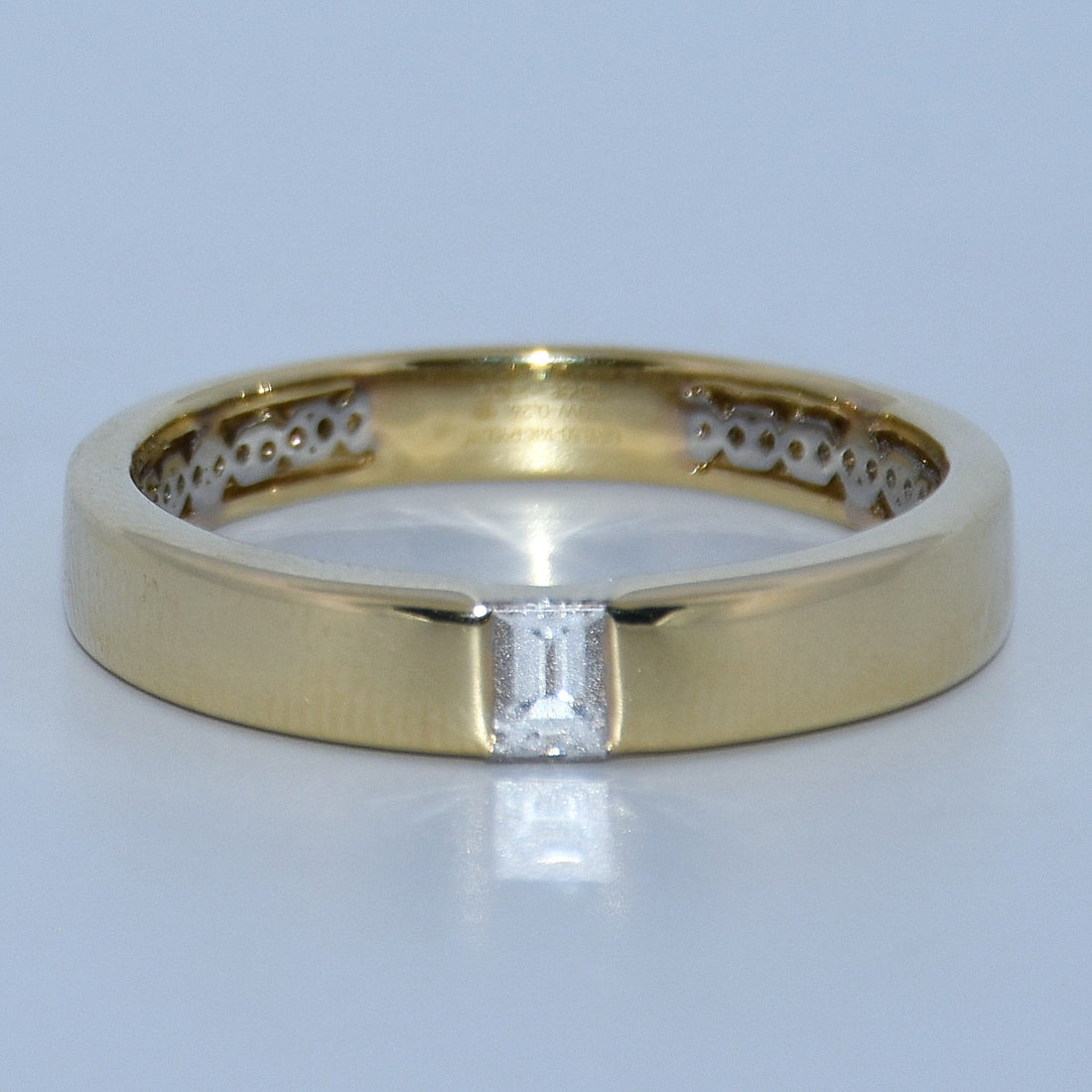 14K Gold & Platinum 950 | Yellow Baguette Natural Diamond Wedding Band