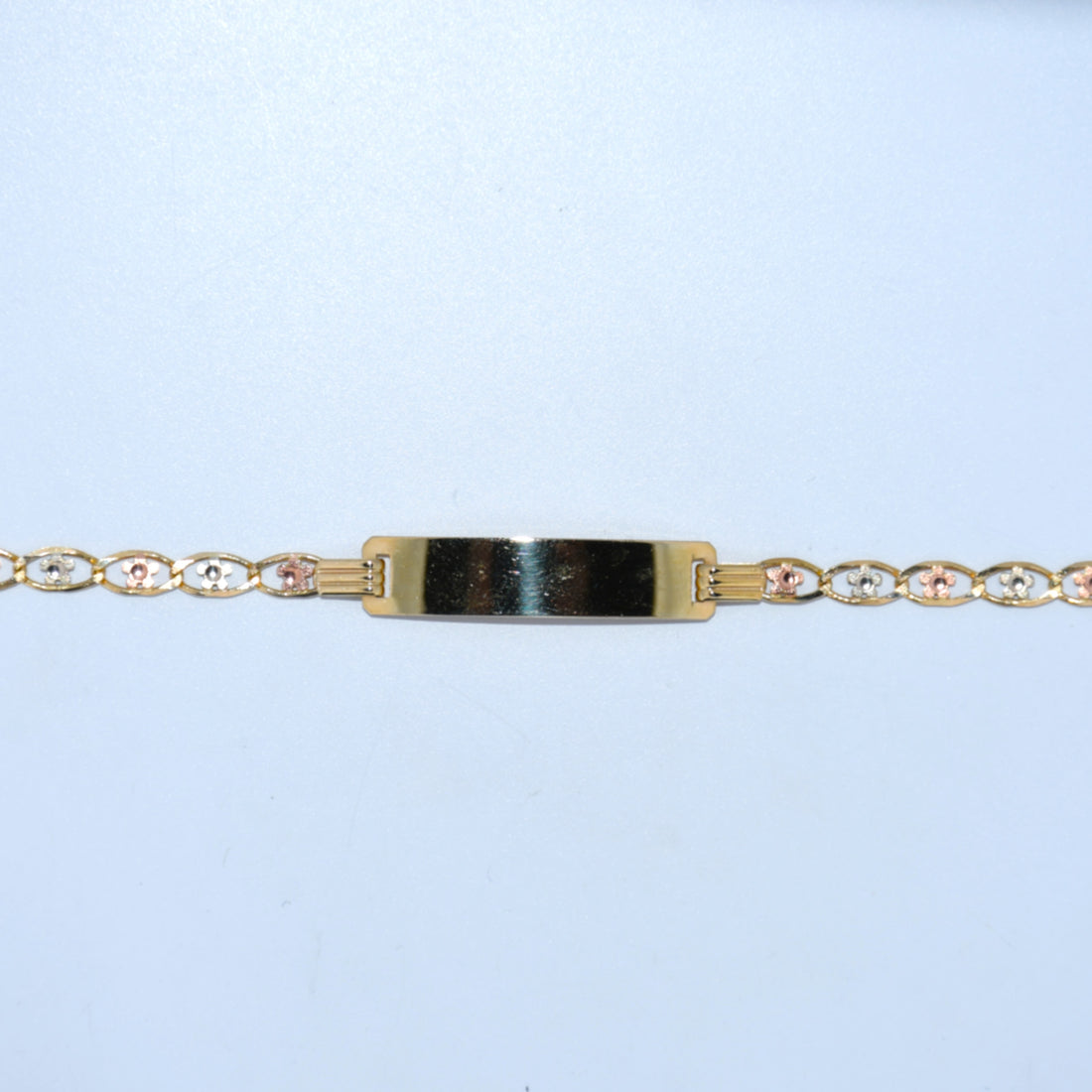 14K Gold | Tricolor Flower ID Bracelet