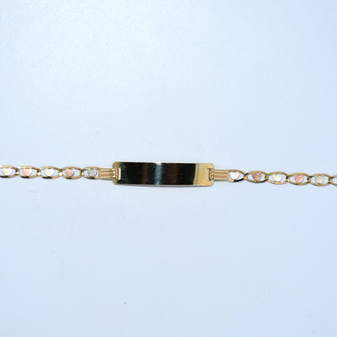 14K Gold | Tricolor Heart ID Bracelet