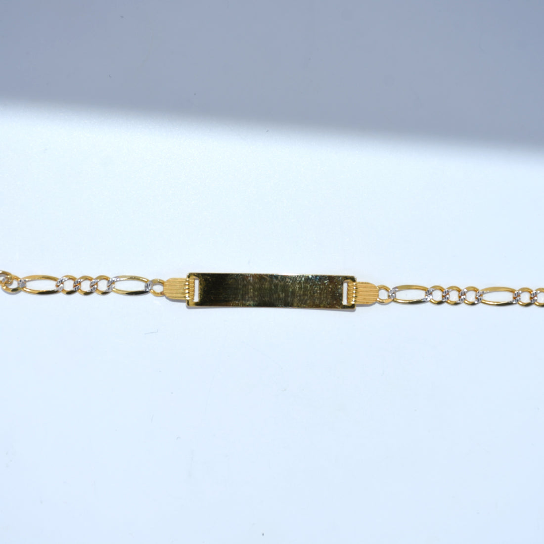 14K Gold | YG Diamond Cut Figaro ID Bracelet