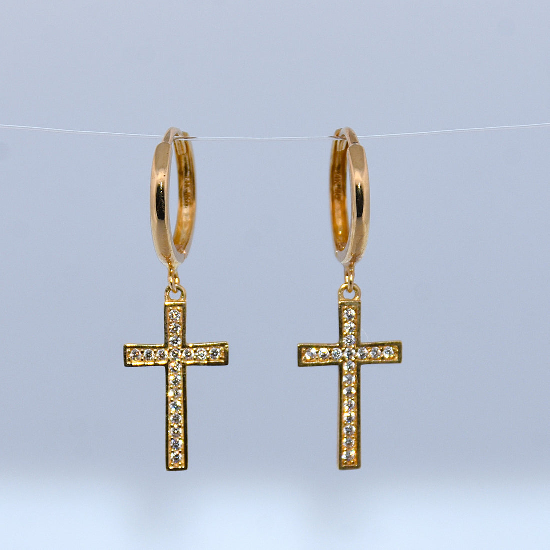 14K Gold | YG Cross Huggy Earrings