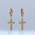 14K Gold | YG Cross Huggy Earrings