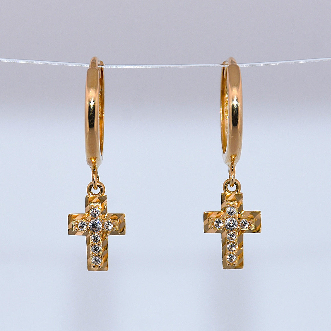 14K Gold | YG Cross Huggy Earrings
