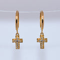 14K Gold | YG Cross Huggy Earrings