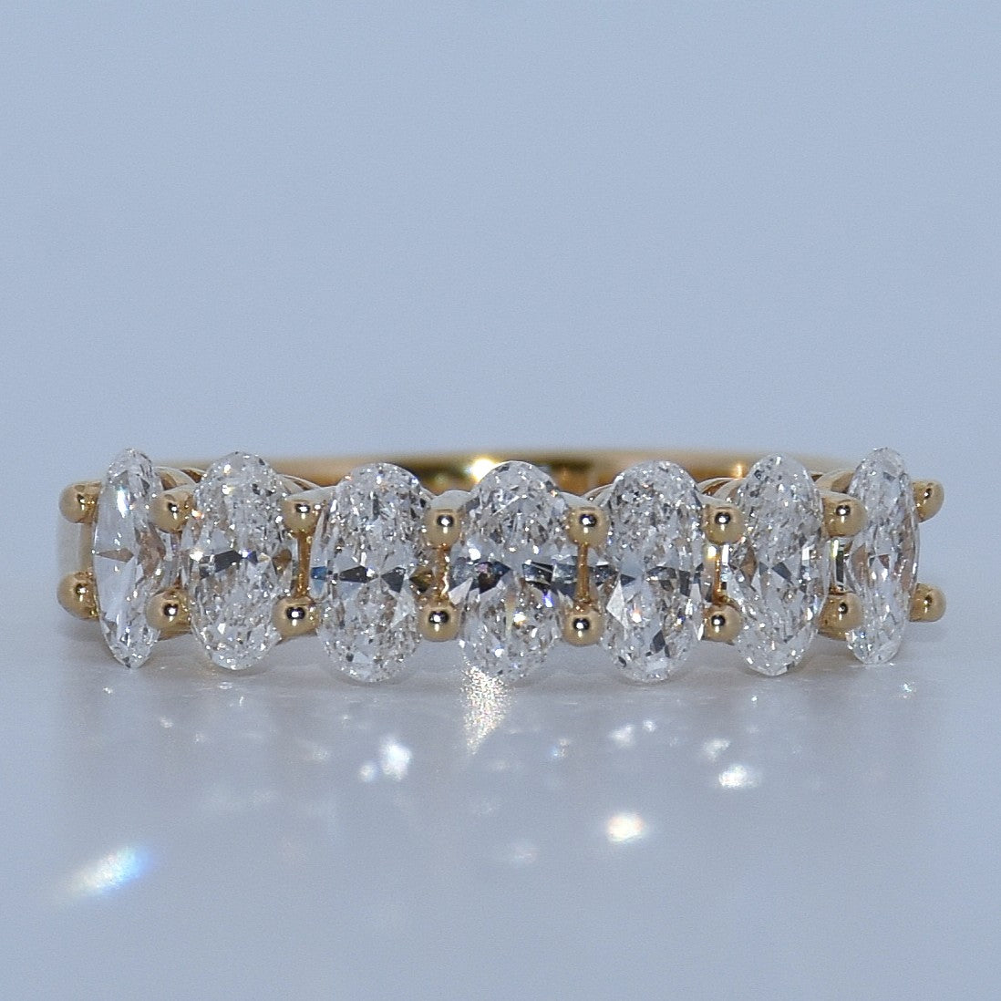 14K Gold | YG Oval 1.35cttw Lab Diamond Wedding Band