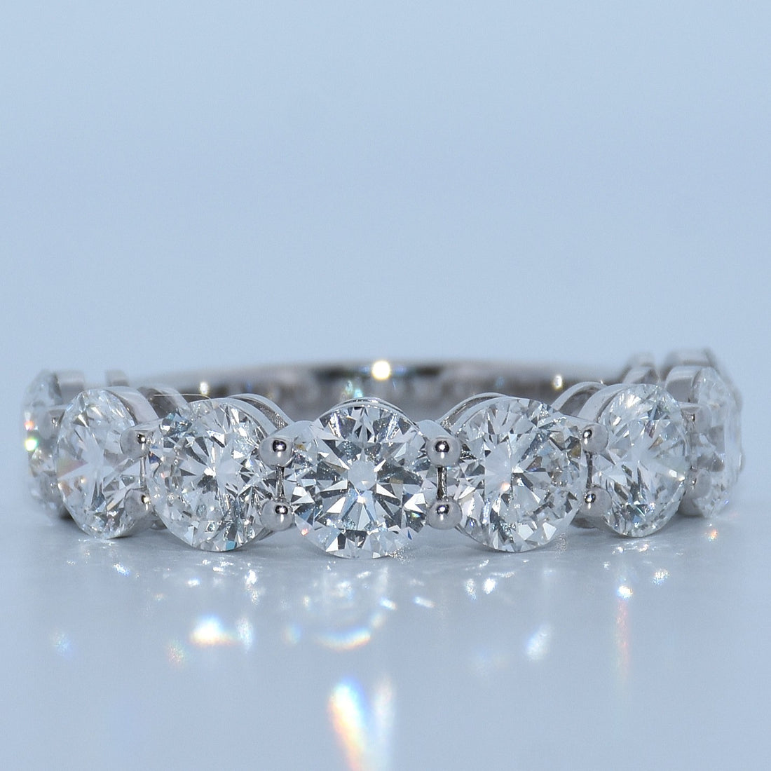 14K Gold | WG Round 8 stone 4.15cttw Lab Diamond Wedding/Anniversary Band