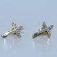 14K Gold | Two Tone 0.15cttw Natural Diamond Cross Earrings
