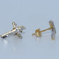 14K Gold | Two Tone 0.15cttw Natural Diamond Cross Earrings