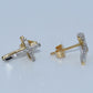 14K Gold | Two Tone 0.15cttw Natural Diamond Cross Earrings