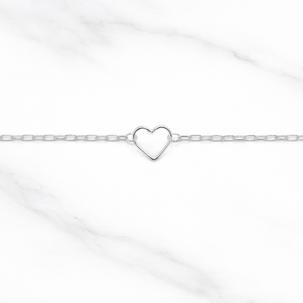 Sterling Silver | Heart Paperclip Anklet