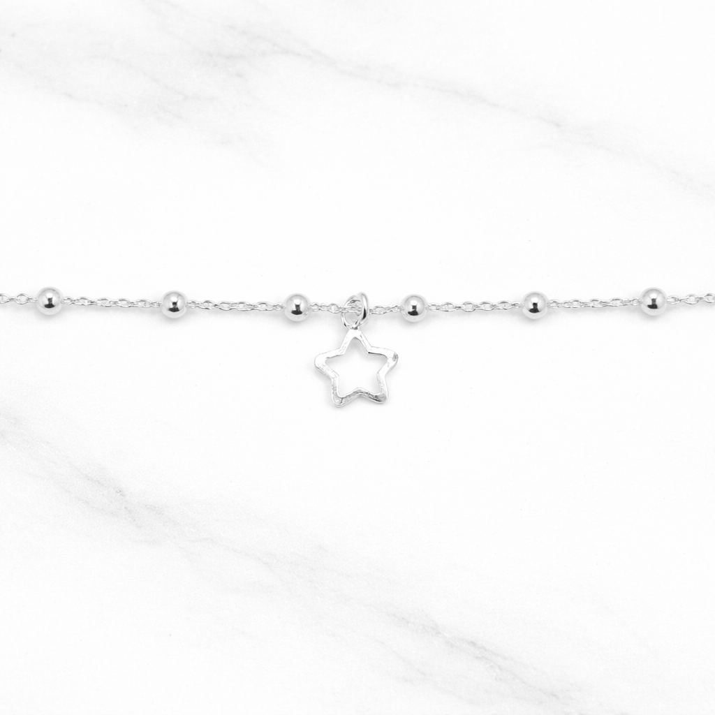 Sterling Silver | Star Beaded Anklet