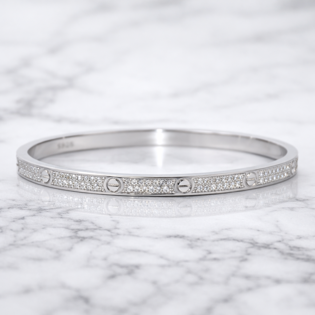 Sterling Silver | CZ Designer Bangle Bracelet