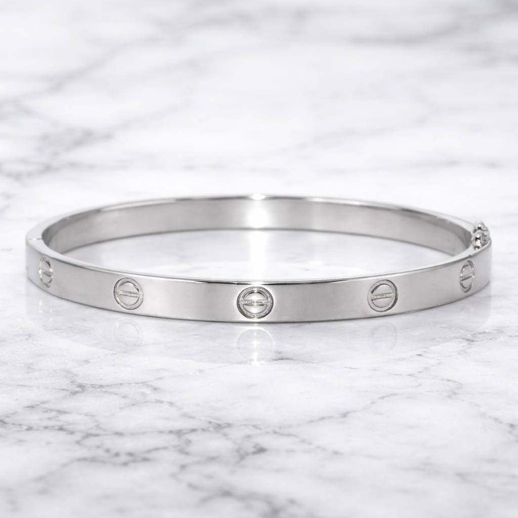 Sterling Silver | Plain Designer Bangle Bracelet