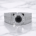 Sterling Silver | Round Stone CZ Band Ring