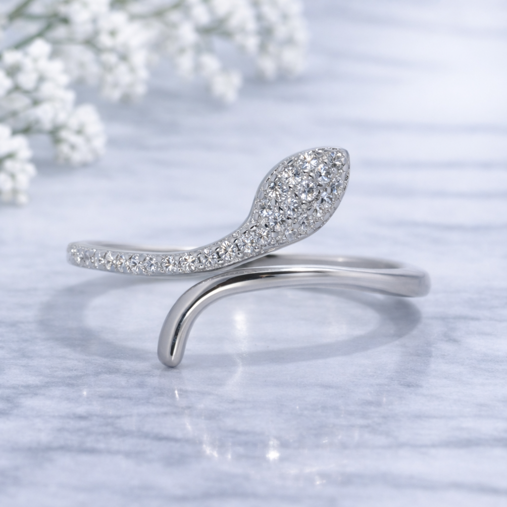 Sterling Silver | Snake Curved Open Ring