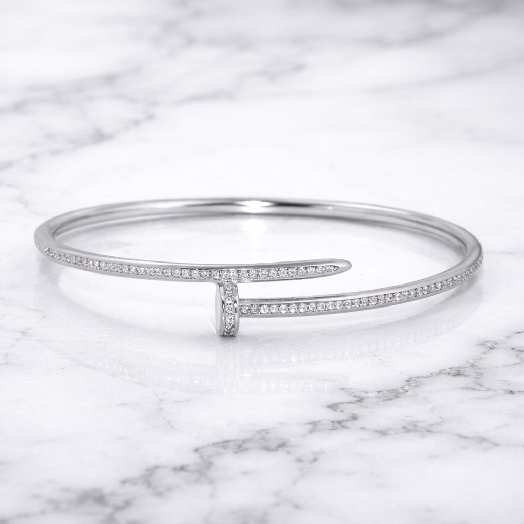 Sterling Silver | Thin CZ Nail Bangle